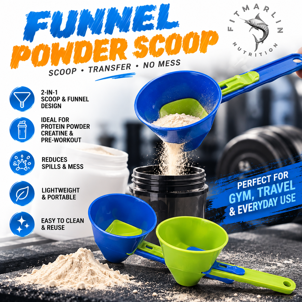 Protein Powder Scoop with Funnel – Supplement Transfer Scoop