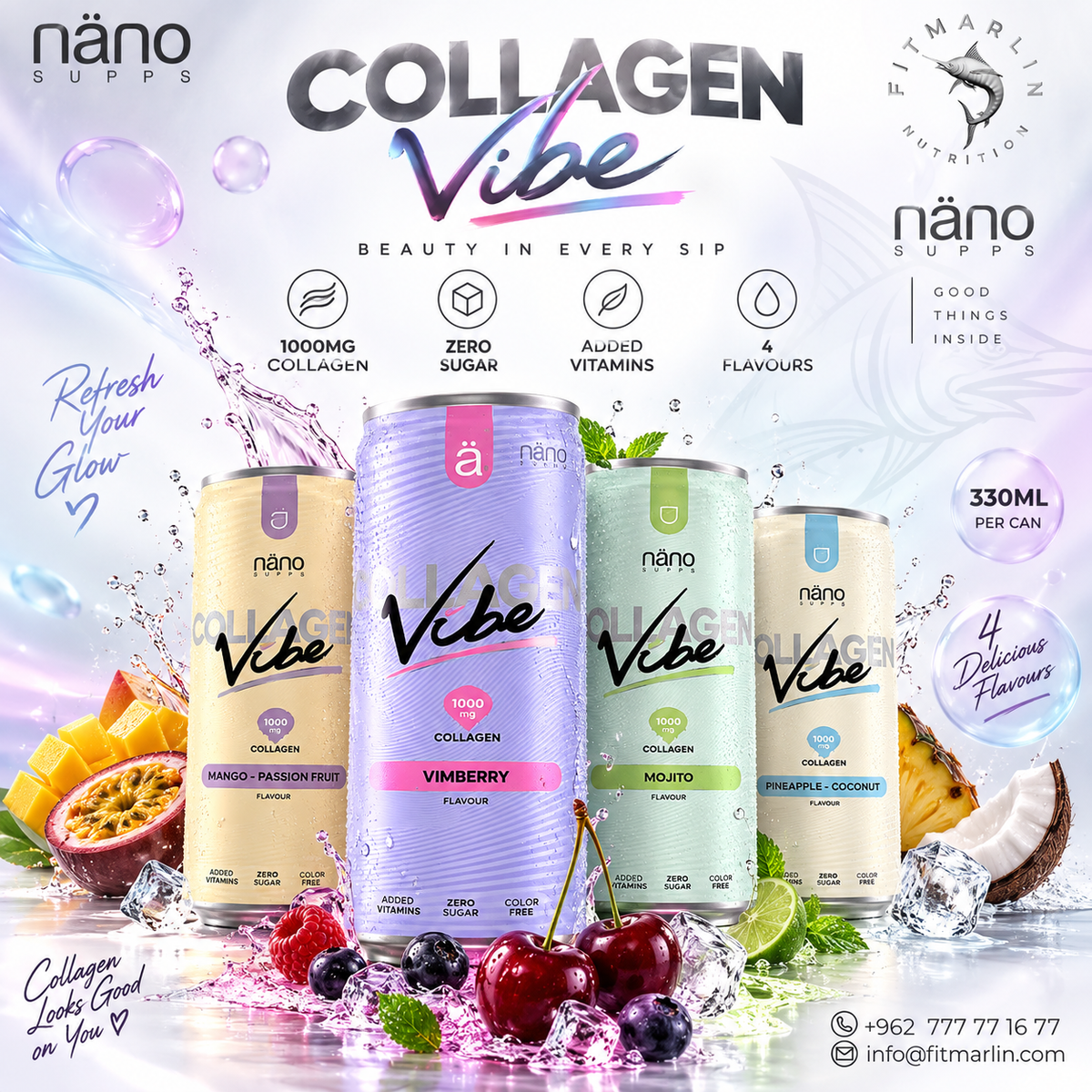 Nano Supps Collagen Vibe – Zero Sugar Collagen Drink 330ml