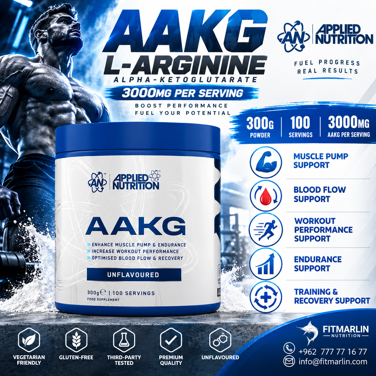 Applied Nutrition AAKG L-Arginine Alpha-Ketoglutarate – 300g