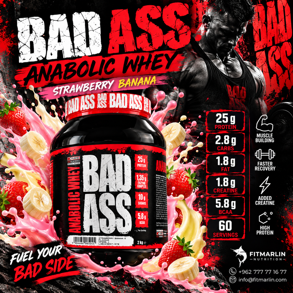 BAD ASS Anabolic Whey 2KG – Strawberry Banana