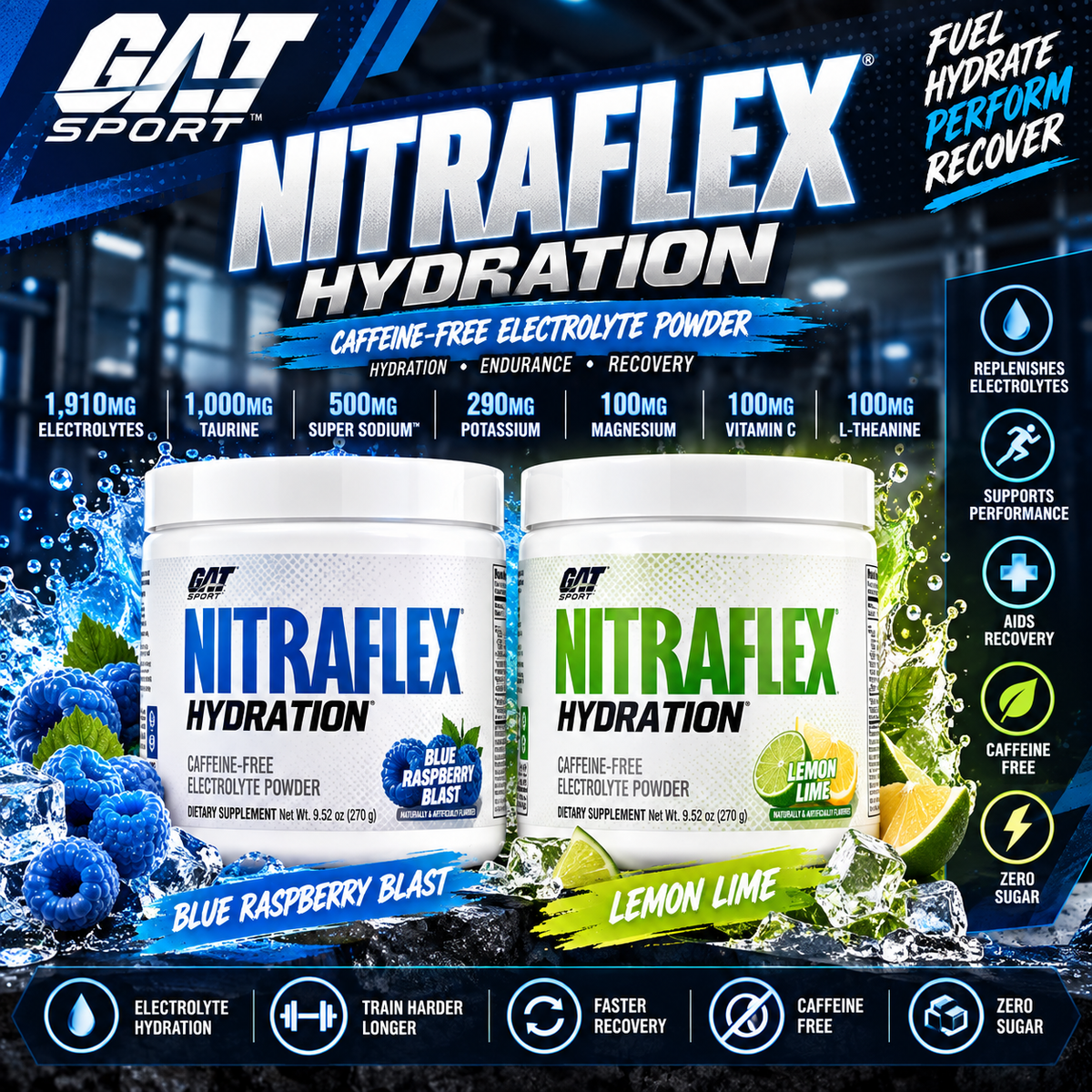 GAT Sport NITRAFLEX Hydration – Electrolyte Powder – 270g