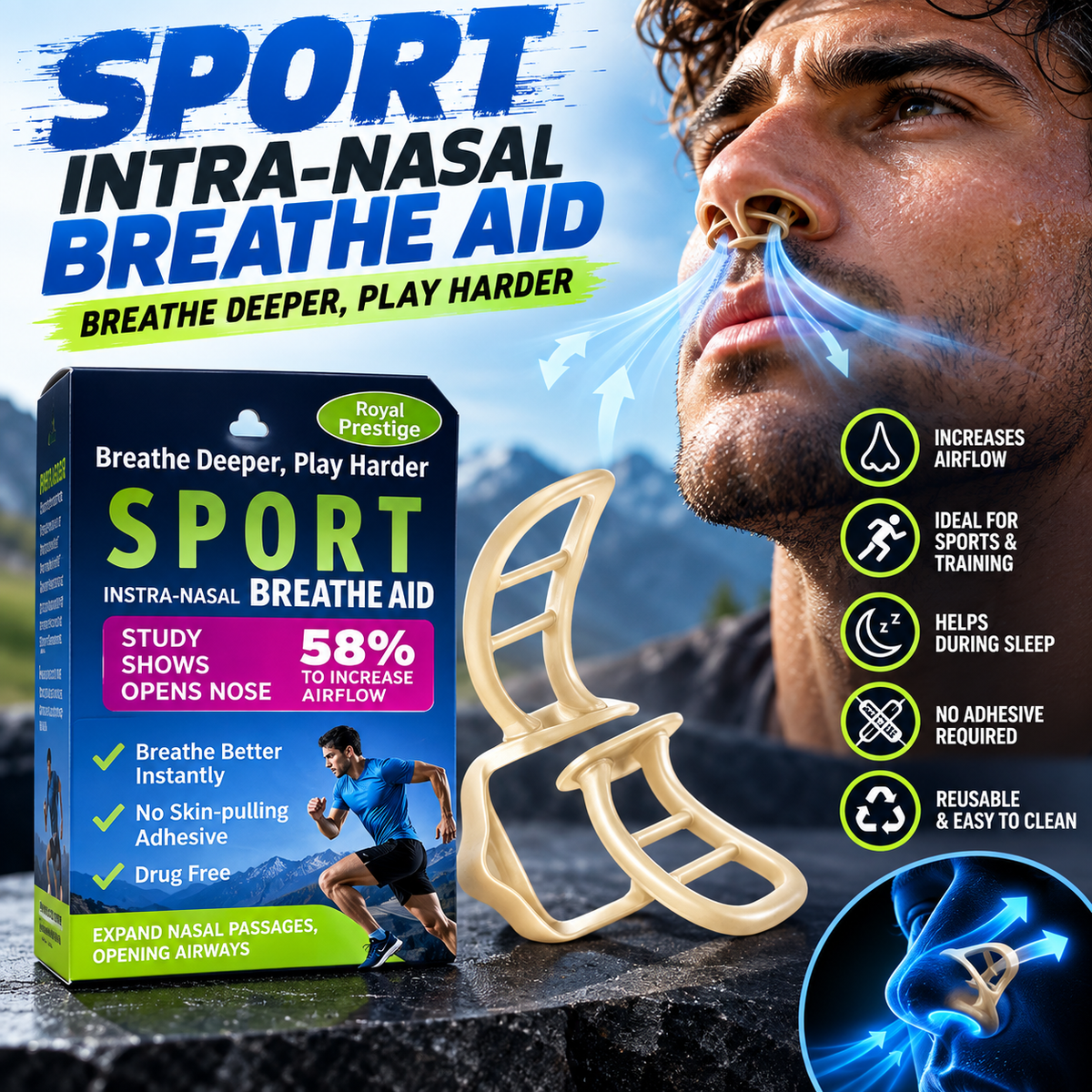 Sport Intra-Nasal Breathe Aid – Nasal Dilator