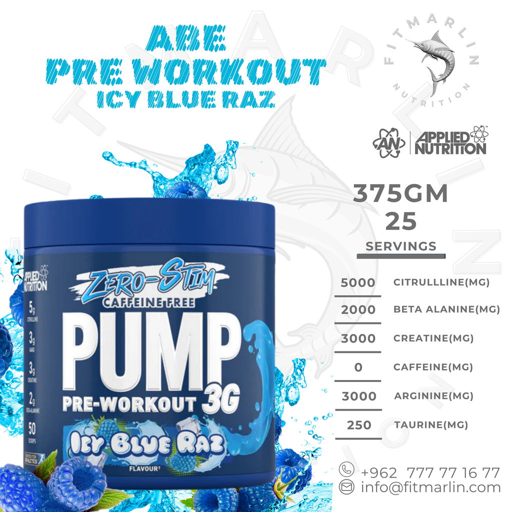 Applied Pump 3G Zero Stim – Icy Blue Raz – 375GM