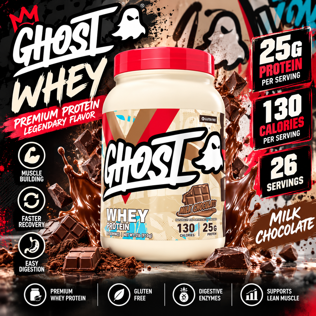 GHOST Whey Protein – 2 lb (910g)