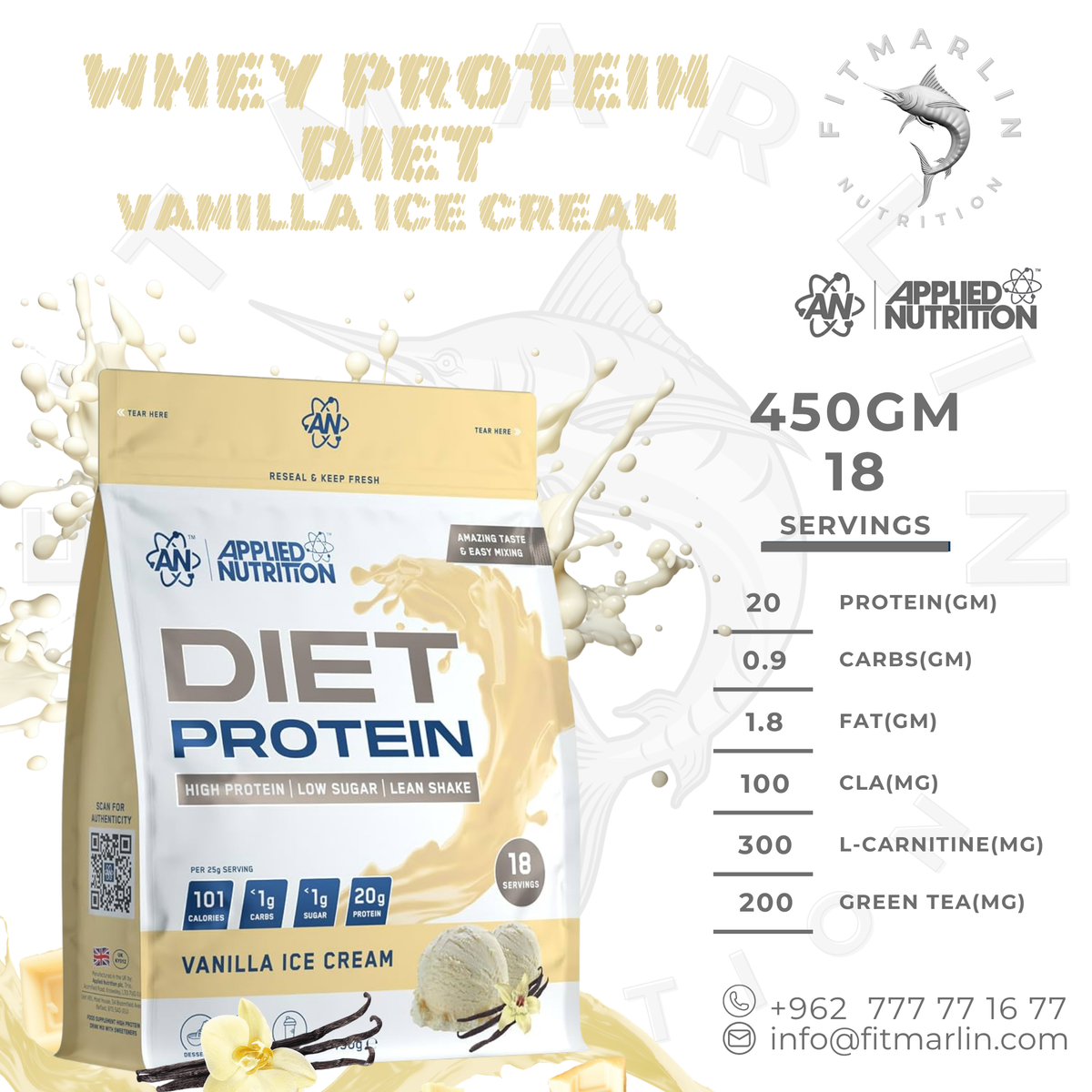 Applied Nutrition Diet Whey Protein 450g
