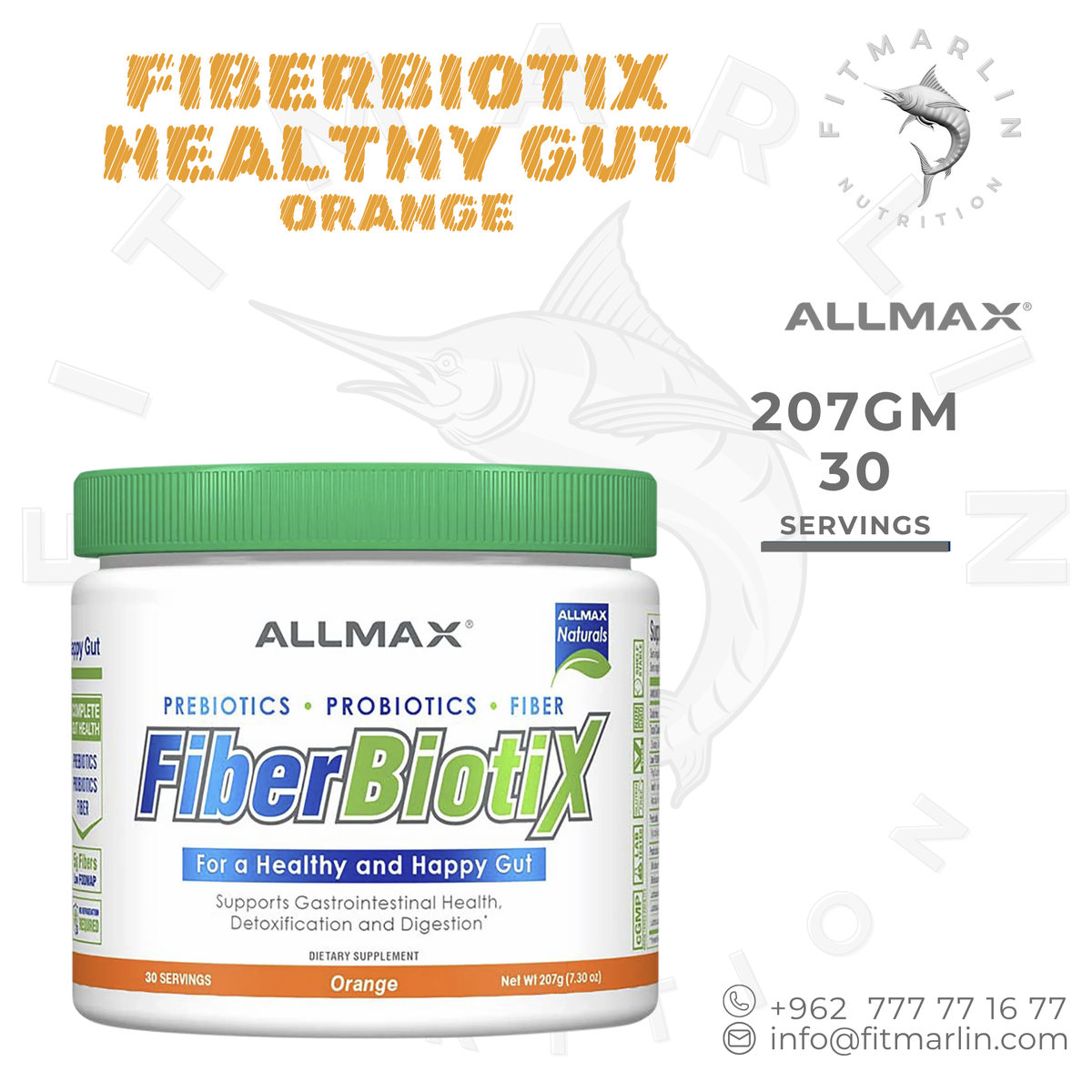 ALLMAX FiberBiotix – Prebiotic + Probiotic + Fiber | 30 Servings