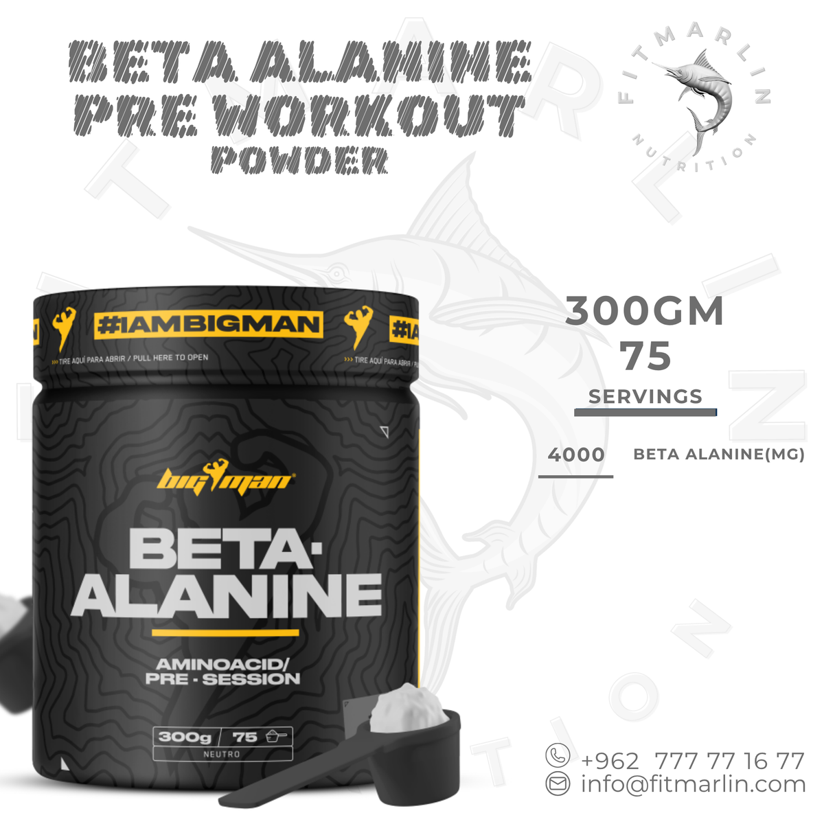 BigMan Beta-Alanine Powder Unflavoured 300g