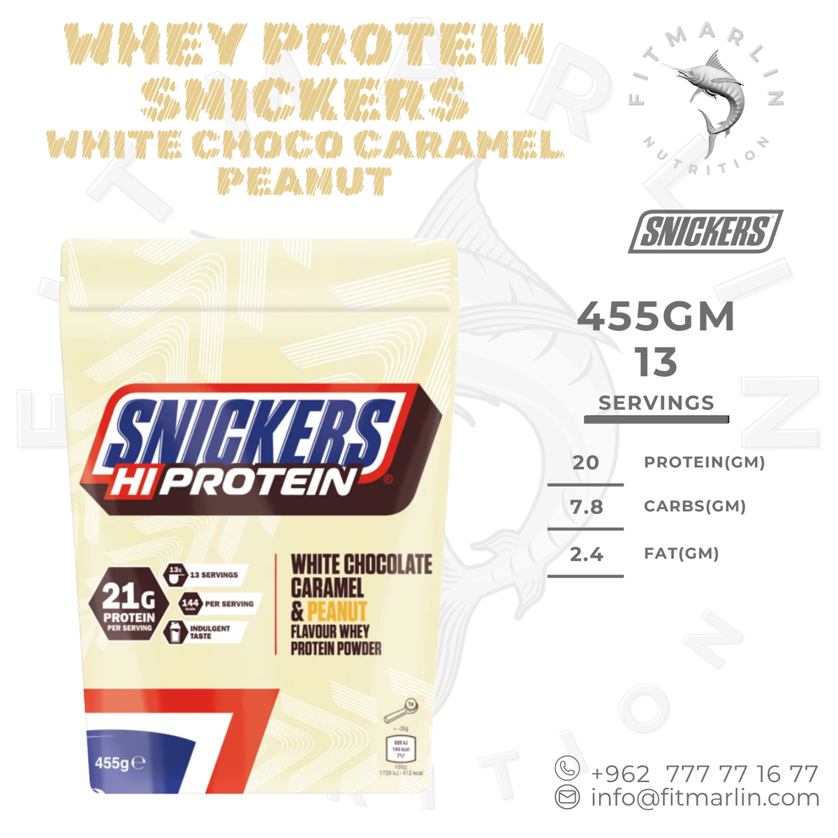 Snickers Hi Protein Whey Protein Powder 455g