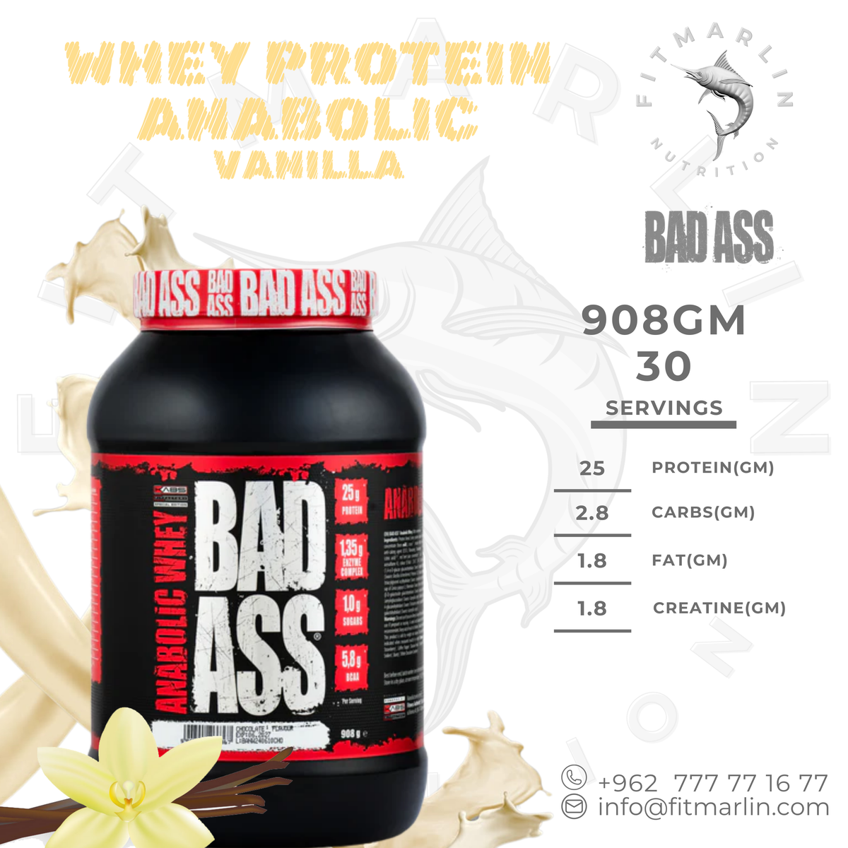 BAD ASS Anabolic Whey Protein – 908g