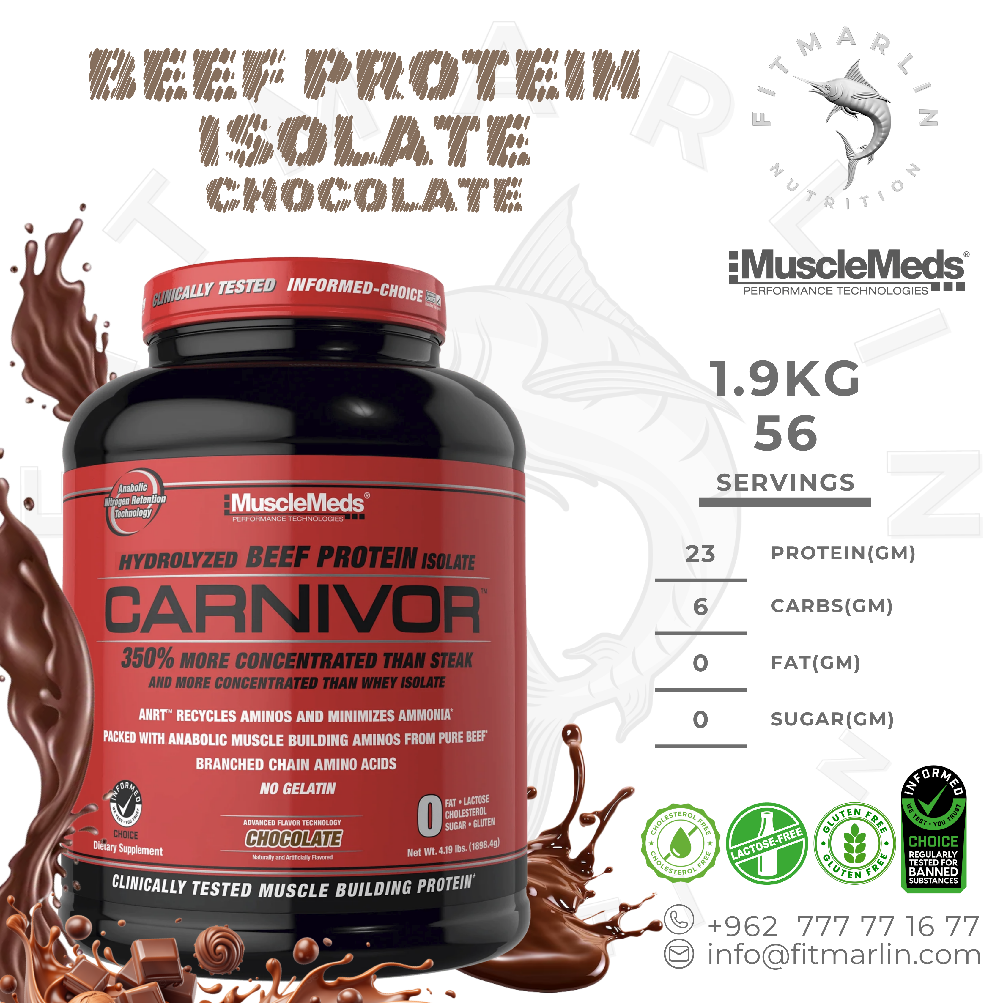 MuscleMeds Carnivor Hydrolyzed Beef Protein Isolate (4.1lb,1.9KG)
