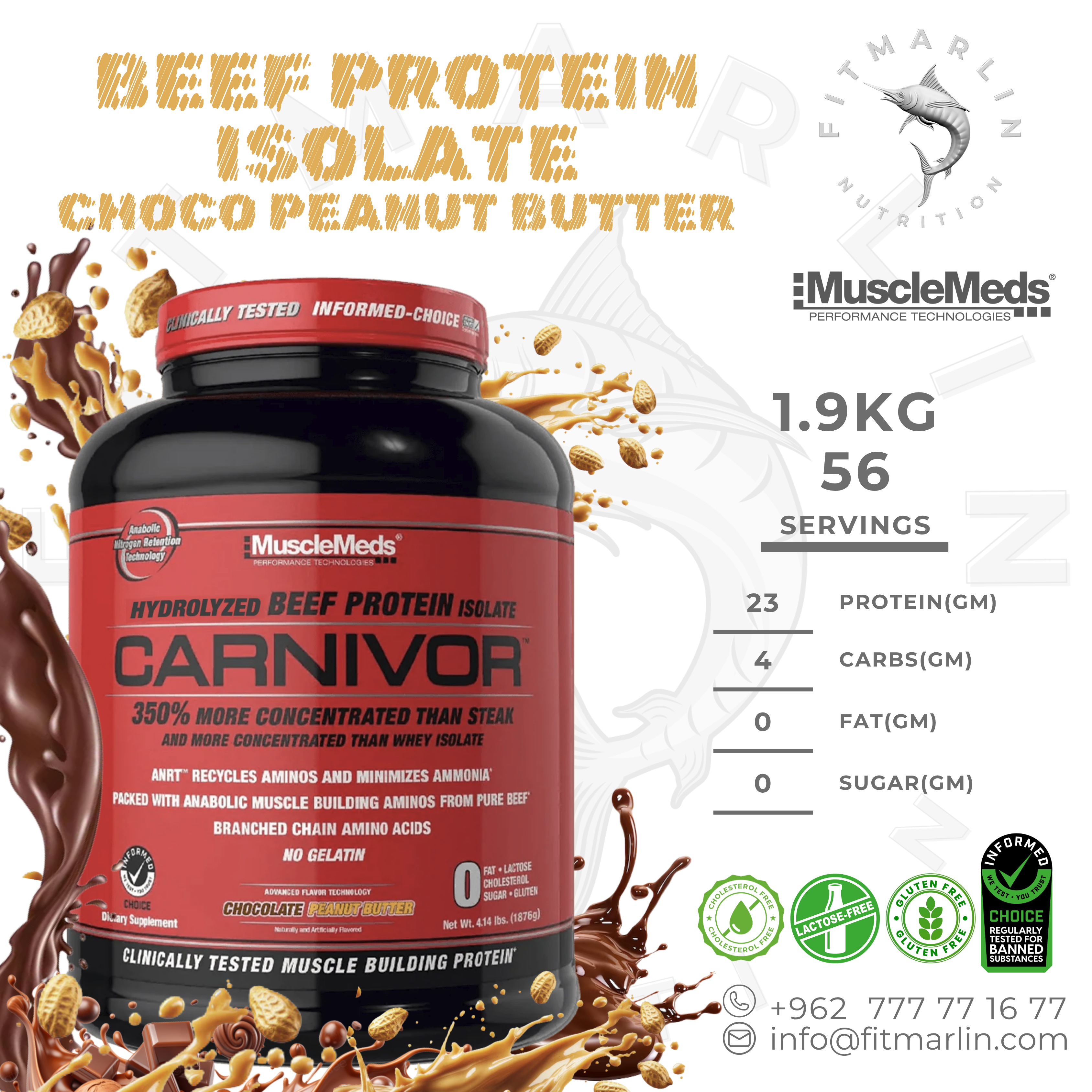 MuscleMeds Carnivor Hydrolyzed Beef Protein Isolate (4.1lb,1.9KG)