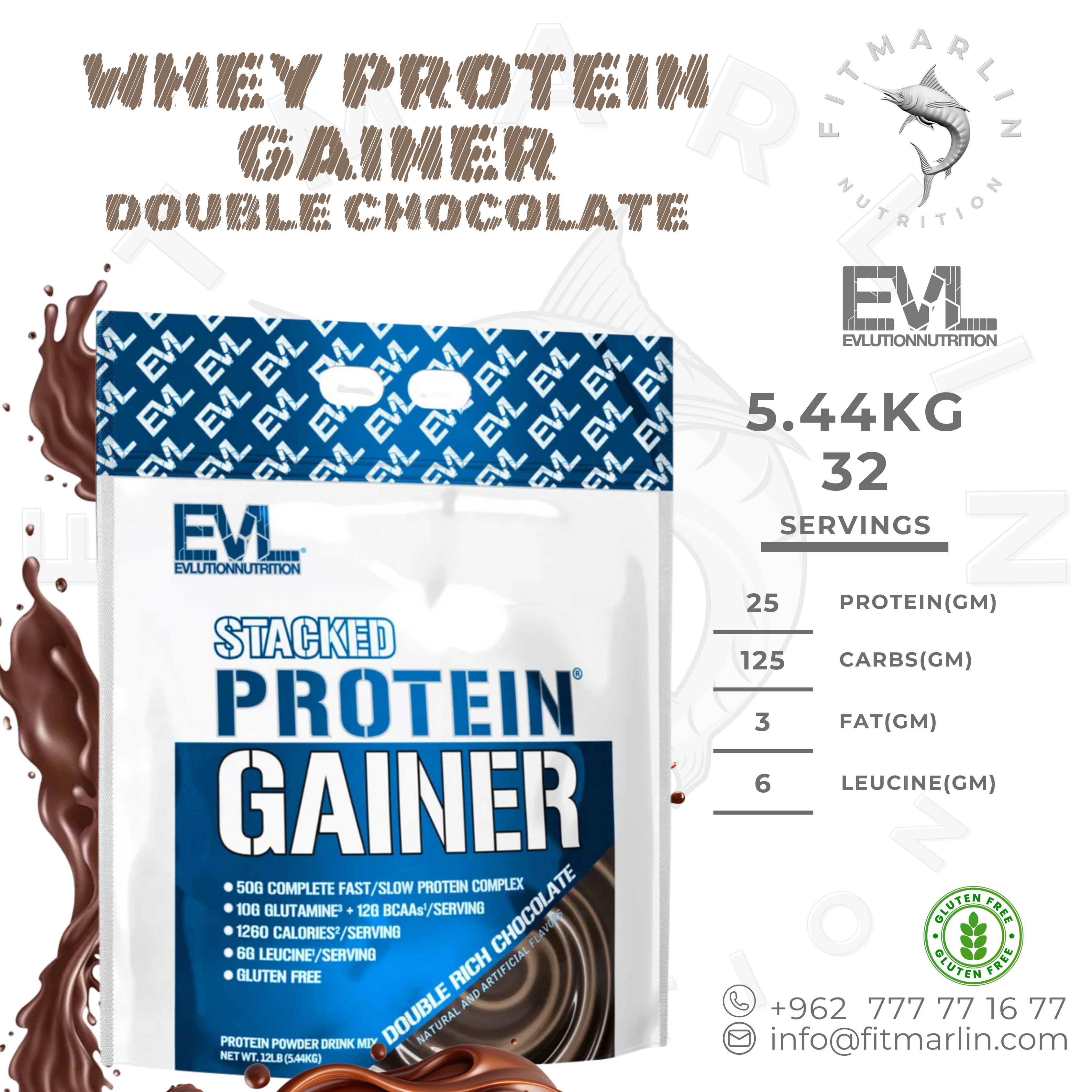 EVL Stacked Protein Gainer 5.44kg (12lbs)