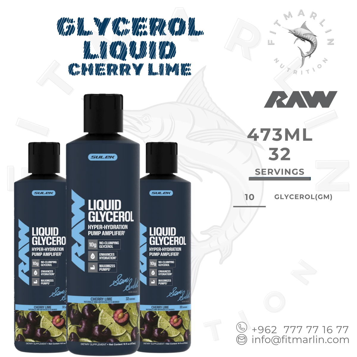 RAW Nutrition Liquid Glycerol 473ml Cherry Lime – Sam Sulek Edition