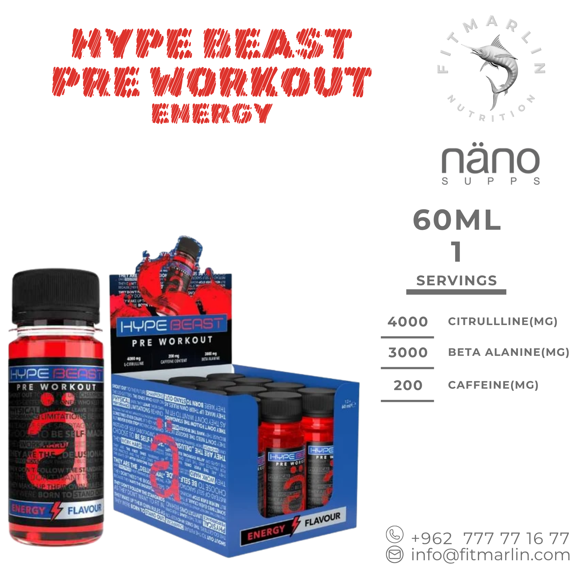 Nano Supps Hype Beast Pre Workout Shot 60ml