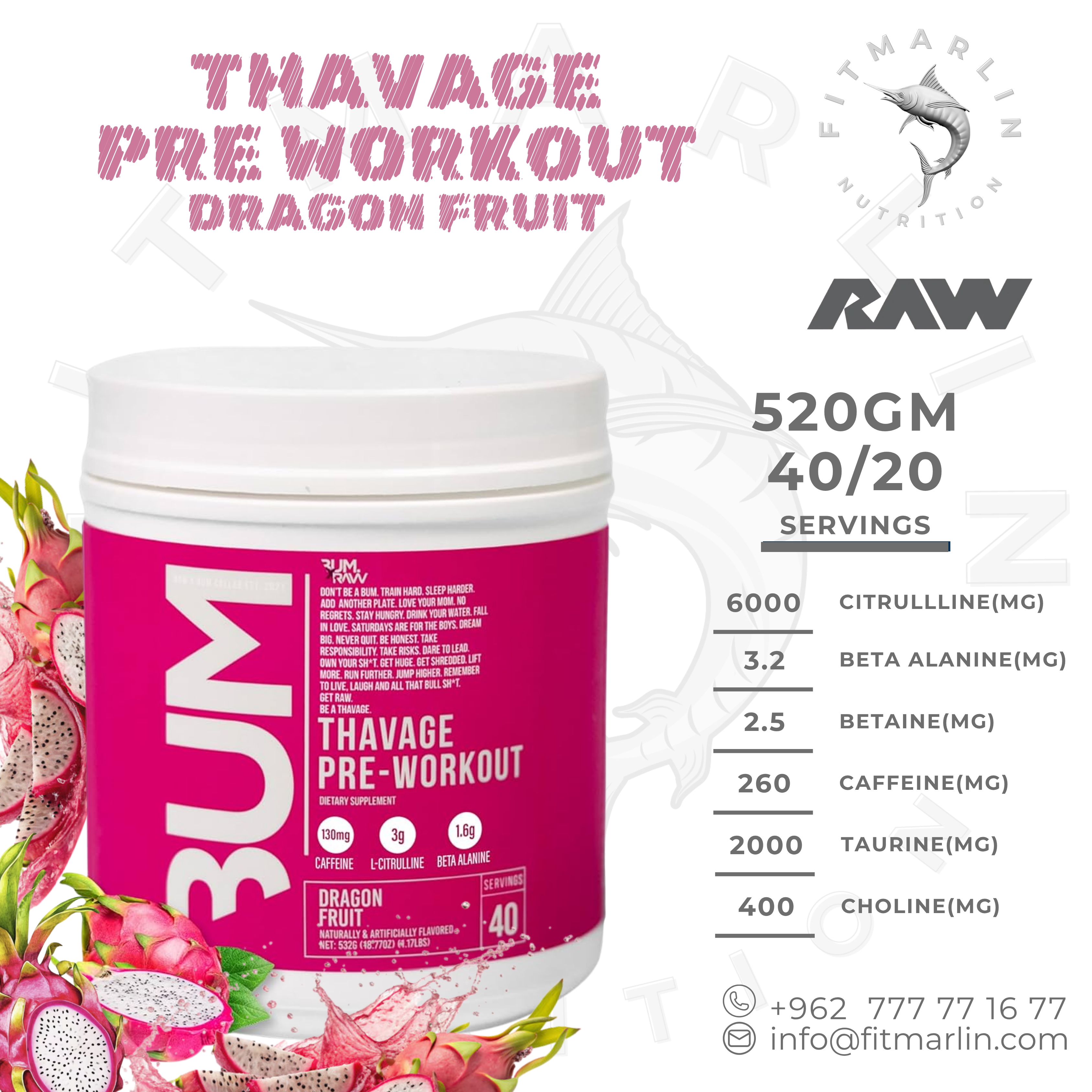 RAW CBUM Thavage Pre-Workout  – 520GM