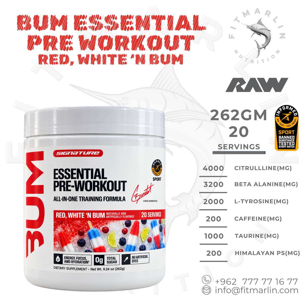 RAW Essential Pre-Workout 20 Servings