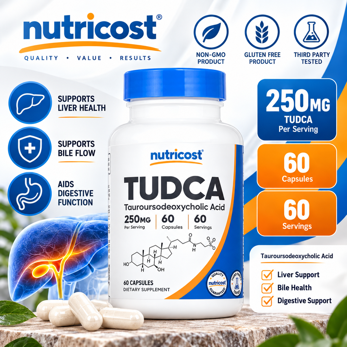 Nutricost TUDCA 250mg – 60 Capsules