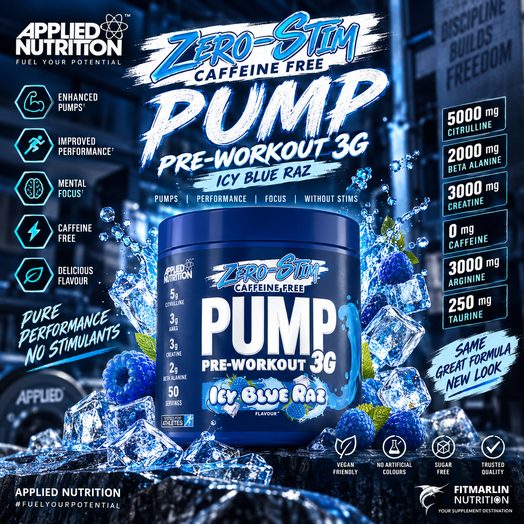Applied Pump 3G Zero Stim – Icy Blue Raz – 375GM