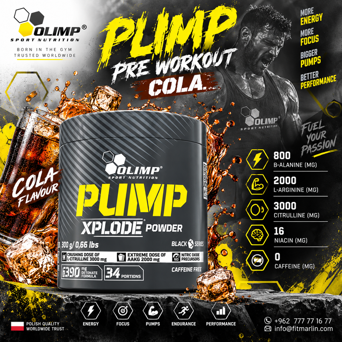Olimp Pump Xplode Powder – Fruit Punch – 300GM