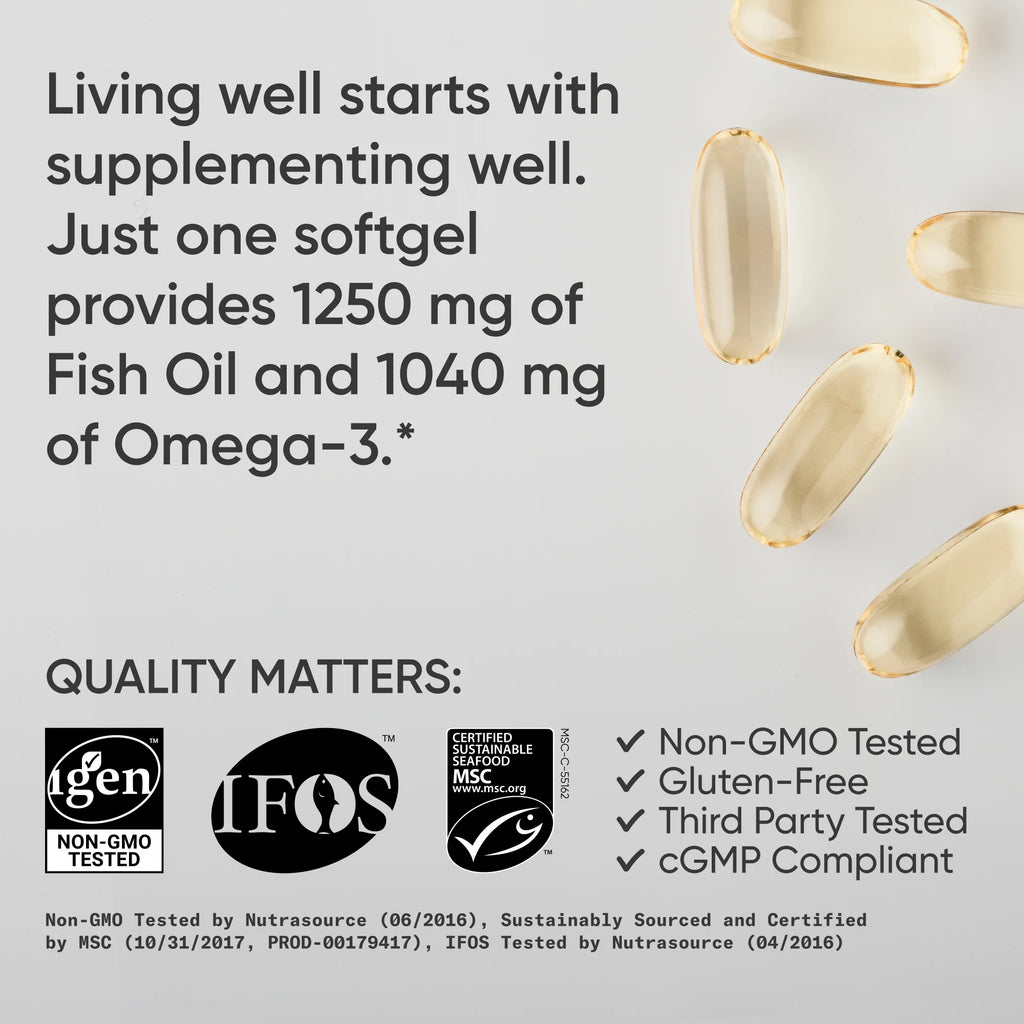 Sports Research Omega-3 Fish Oil Triple Strength 1250mg – 90 Softgels