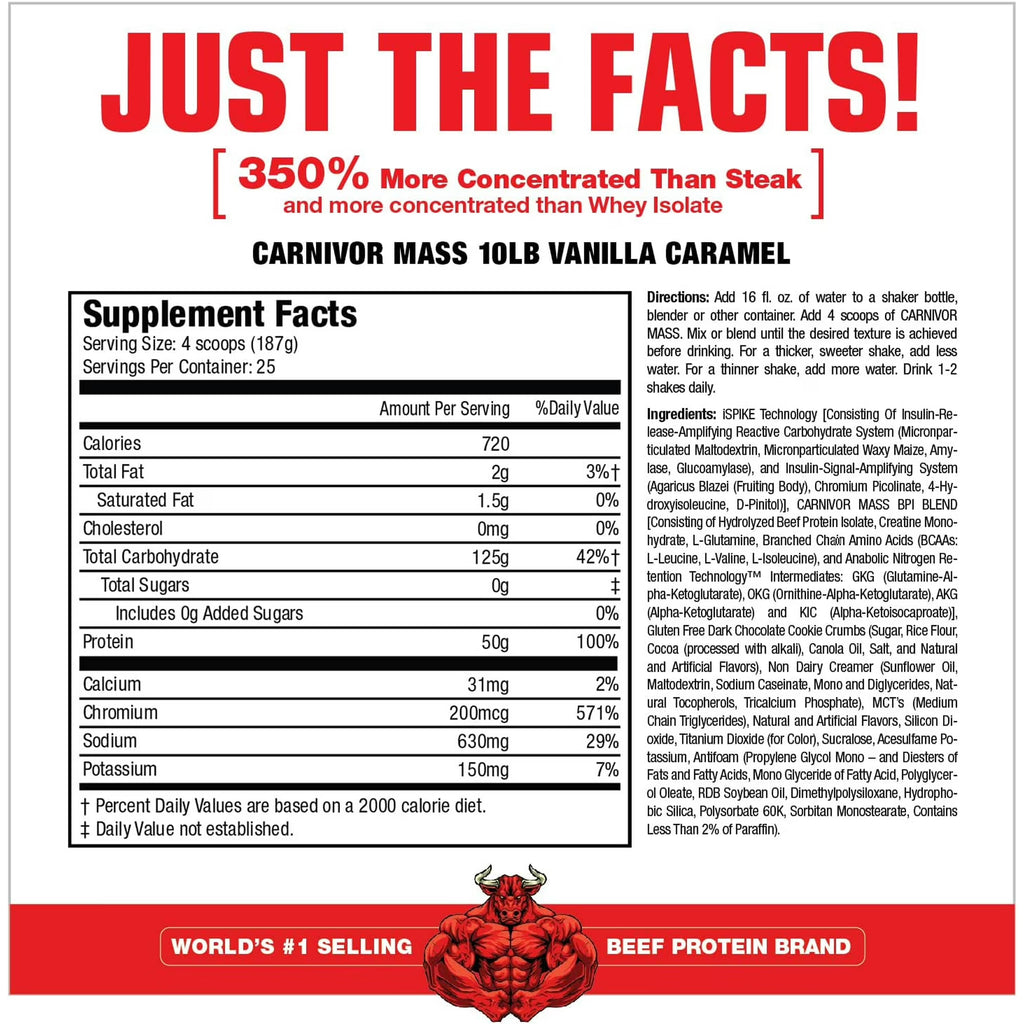 MuscleMeds Carnivor Mass Anabolic Beef Protein Gainer (10.4lb,4.7gm)