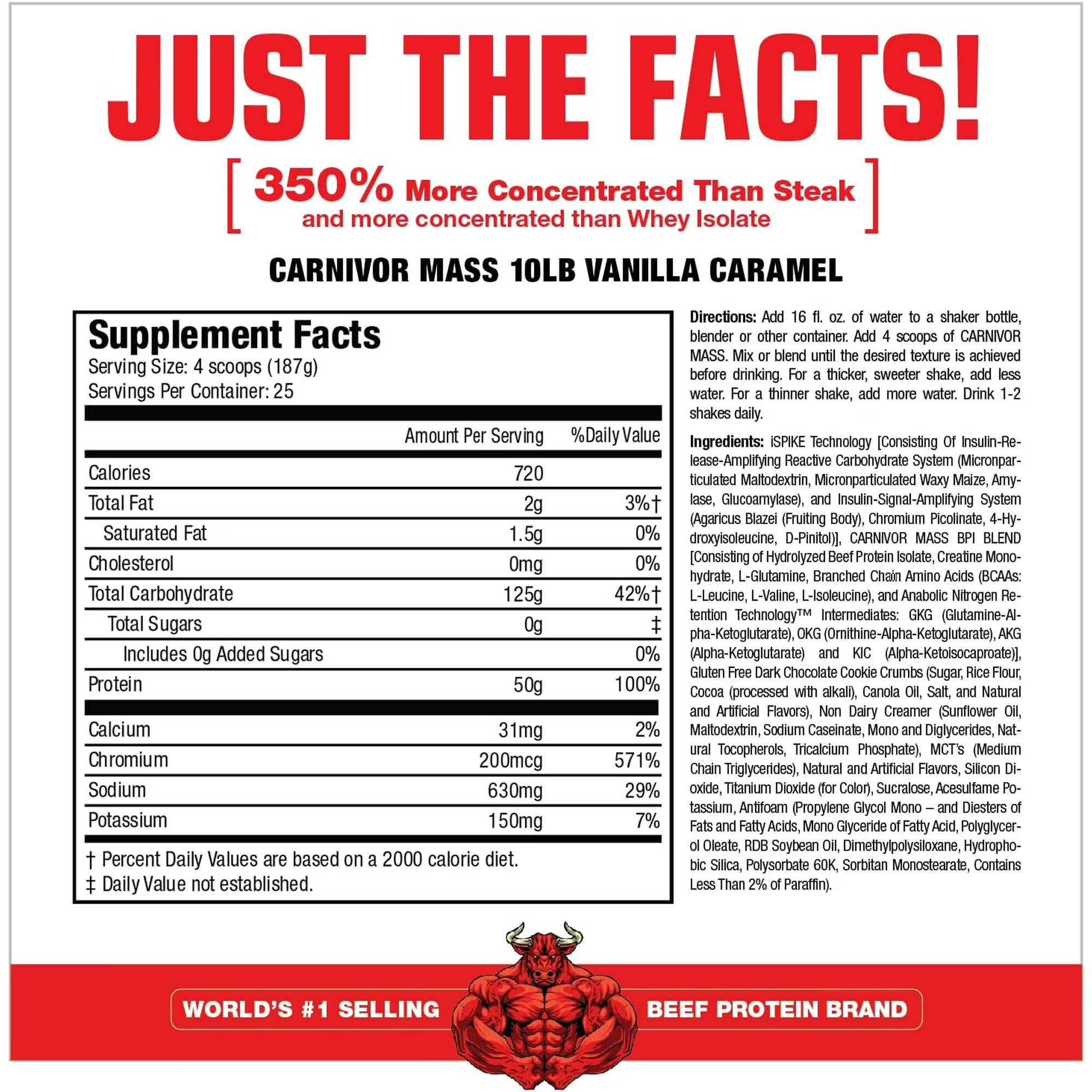 MuscleMeds Carnivor Mass Anabolic Beef Protein Gainer (10.4lb,4.7gm)
